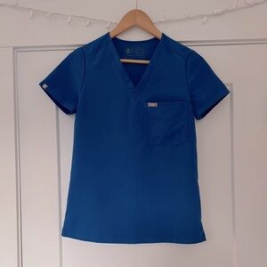 Figs royal blue XXS Catarina one-pocket scrub top